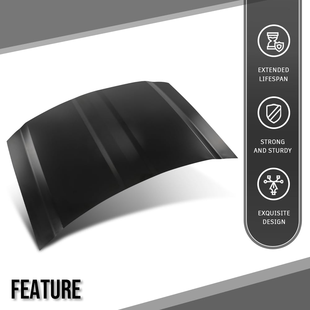 G-PLUS Front Hood Panel Compatible with Chevy Silverado 1500 2014 2015 GM1230451, 23271756 Primed Black