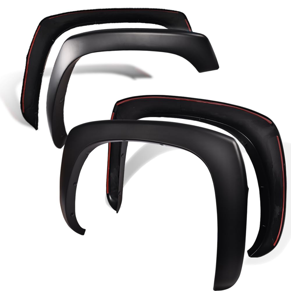 G-PLUS Fender Flares Front Rear Compatible with Chevy Silverado GMC Sierra 1999-2006/Suburban Yukon XL 2000-2006/Avalanche 2002-2006 68.4"/78"/69.2"/96" Bed Smooth Wheel Cover Vent Trim 4pcs