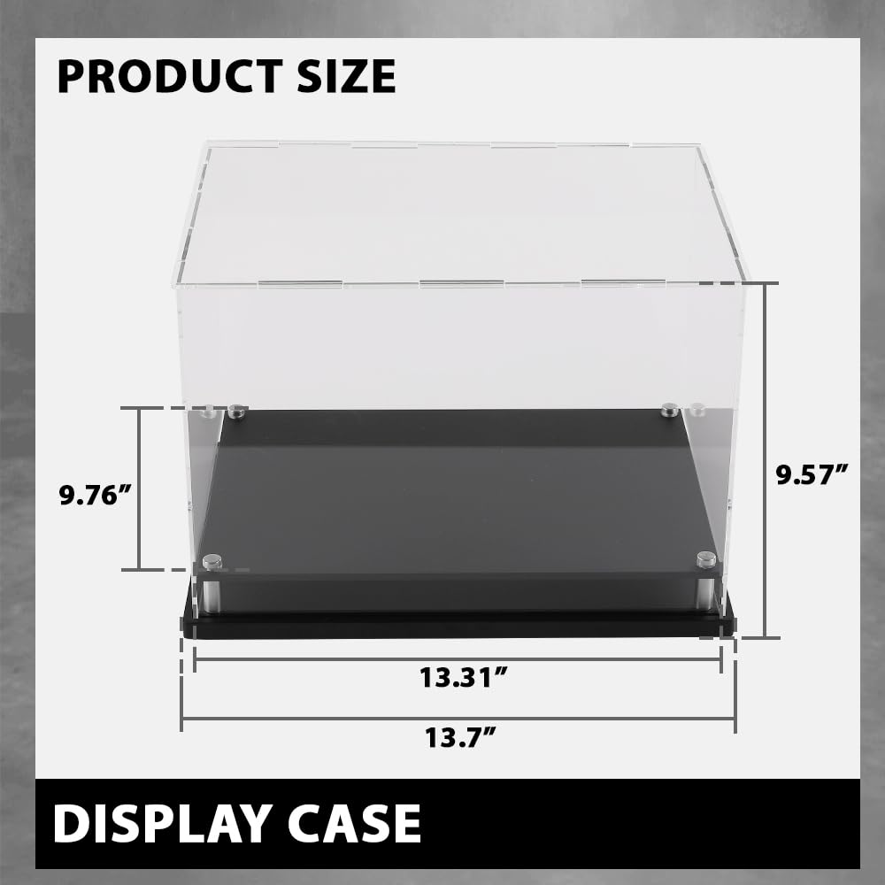 G-PLUS Boxing Glove Display Case Fit for Full Size Boxing Glove,Baseball Glove Display Case Holder Showcase Clear Case Black Base Riser Stand