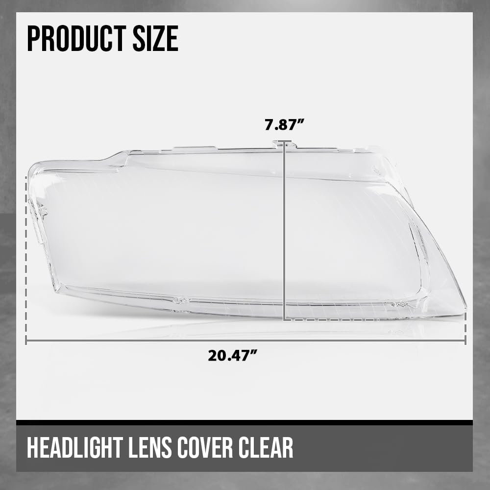 G-PLUS Headlight Lens Cover Compatible with Audi A8 D3 2005-2010 Left & Right Pair Front Headlamp Lens Cover Clear