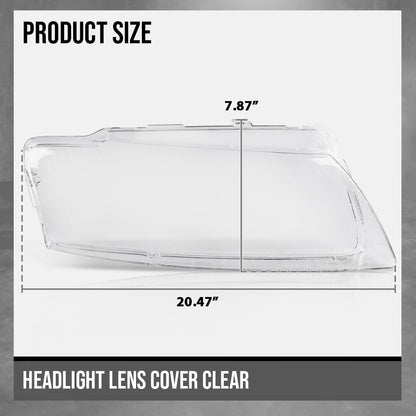 G-PLUS Headlight Lens Cover Compatible with Audi A8 D3 2005-2010 Left & Right Pair Front Headlamp Lens Cover Clear