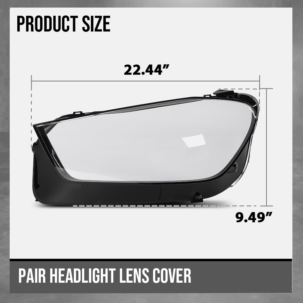 G-PLUS Headlight Lens Cover Compatible with Benz GLE W167 2020-2023 Left & Right Front Headlamp Lens Cover Clear