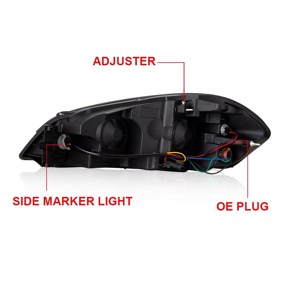 G-PLUS LED DRL Headlights Assembly, Fit 2006-2007 Chevy Monte Carlo/2006-2013 Chevy Impala/2014-2016 Chevy Impala Limited Bumper Headlamps, Clear Lens Black Housing Amber Reflector,faros delanteros
