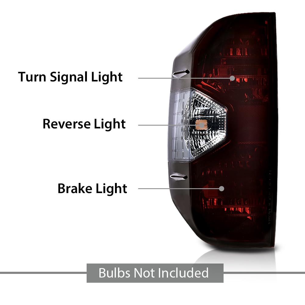 G-PLUS Tail Lights Compatible with Toyota Tundra 2014-2021 Brake Tail Lamps Left Smoked Lens Chrome Housing 81550-0C101 TO2800193 Rear Lights Rear Brake Lamps Assembly Luces Traseras
