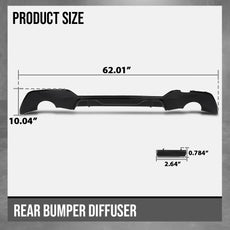 G-PLUS Rear Diffuser for BMW G20 3 Series 330i 2019-2020 M Sport Gloss Black Side View