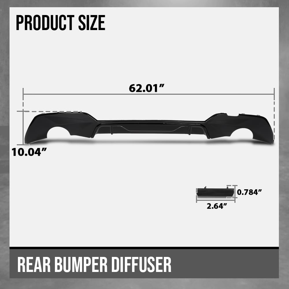 G-PLUS Rear Diffuser Compatible with BMW G20 3 Series 330i 2019 2020 with M Sport Bumper Models Only Not Fit M340i Models Glossy Black