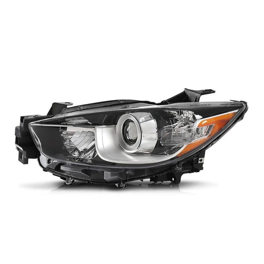 G-PLUS Projector Headlight Assembly,Fit Mazda CX-5 4-Door Sport Utility 2013-2016,Not Fit Factory HID/Xenon,Headlamps,faros delanteros Clear Lens Chrome Houisng Amber Reflector Left Driver
