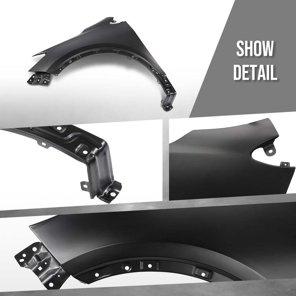 G-PLUS Fender Front Driver Side Compatible with Buick Encore (submodel: Base, Convenience, Leather, Premium) 2013-2016 without Turn Signal Light Hole 95031571, GM1240382 Black