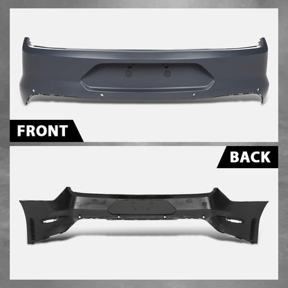 G-PLUS Rear Bumper Cover w/Holes Compatible with Ford Mustang 2018-2023, Fit Models WITH Park Assist Only, NOT Fit Shelby Models, 187-10329, JR3Z17K835AAPTM, FO1100737