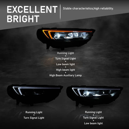 G-PLUS LED Right Side Headlight Assembly Front Headlamp without Bulb Compatible with Buick Regal 2018-2020 39050377 Clear Lens Black Housing Amber Reflector