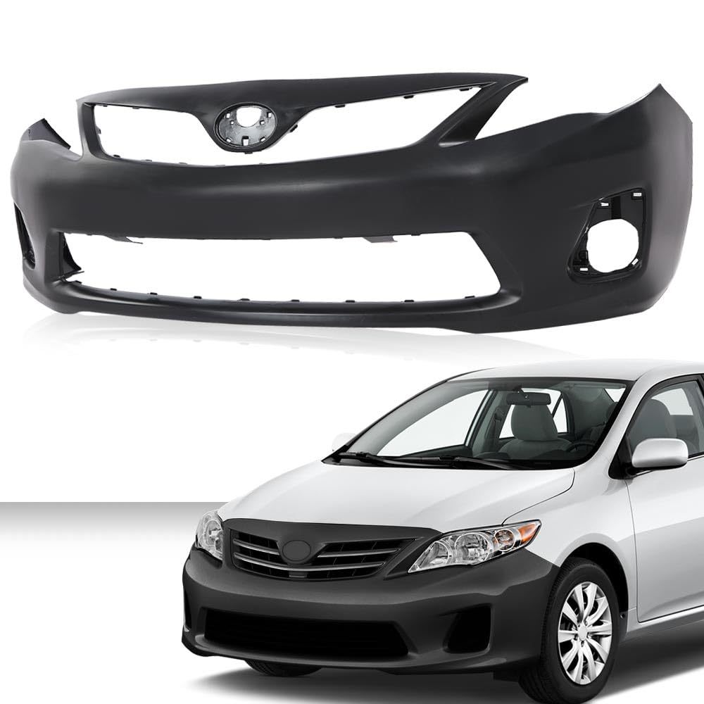 G-PLUS Primed Front Bumper Cover Fascia Compatible with Toyota Corolla Base CE L LE 2011 2012 2013, 5211903901, TO1000372, Black