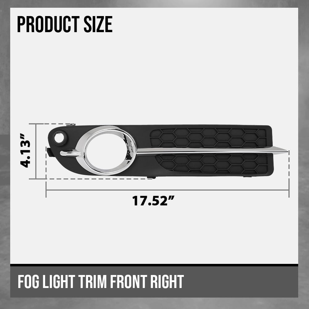 G-PLUS Fog Light Trim Front Right Compatible with Volvo V70 2008-2010 / S80 2007-1013 Fit Cars with Park Assist 34430920 Chrome Black