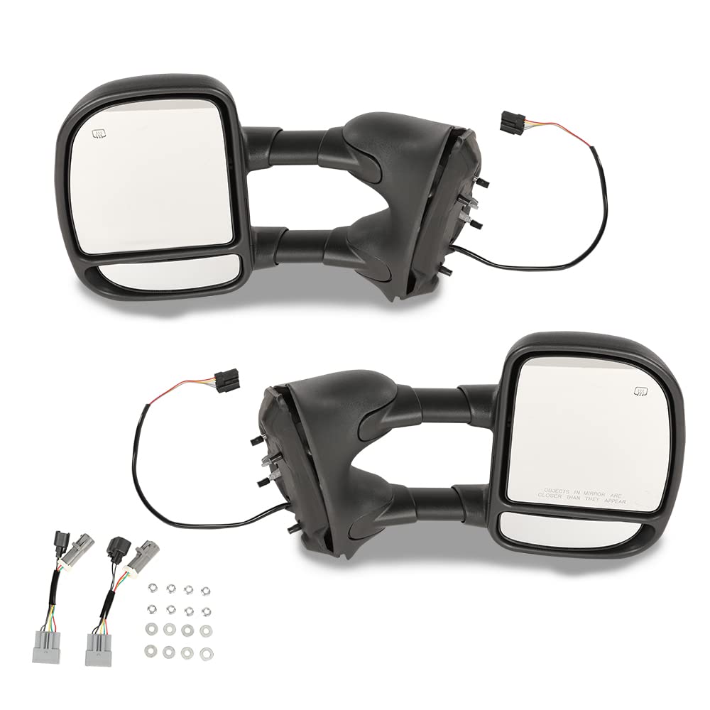 G-PLUS Manual Towing Side Heated Mirrors Compatible With Only 1999-2007 Ford F250/F350/F450/F550 Super Duty models only(without signal lights) 2001-2005 Ford Excursion FO1321218