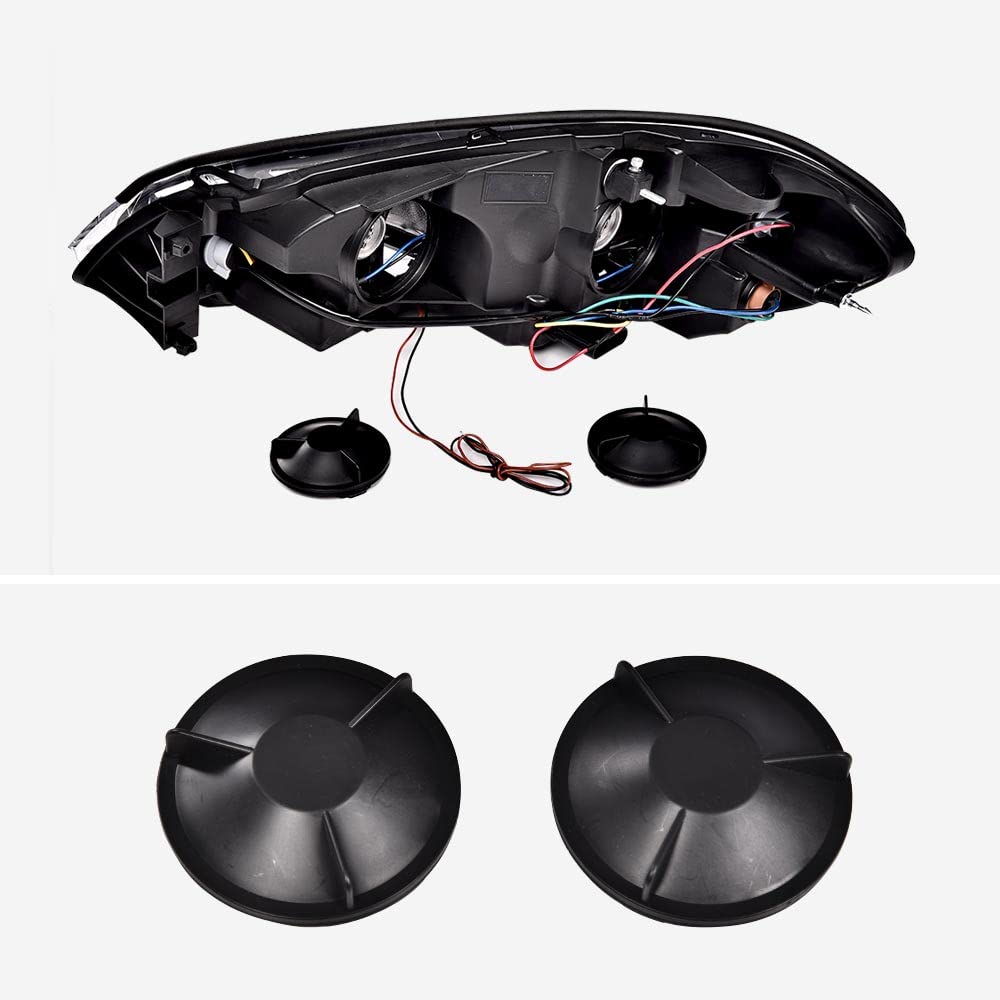 G-PLUS LED DRL Headlights Assembly, Fit 2006-2007 Chevy Monte Carlo/2006-2013 Chevy Impala/2014-2016 Chevy Impala Limited Bumper Headlamps, Clear Lens Black Housing Amber Reflector,faros delanteros
