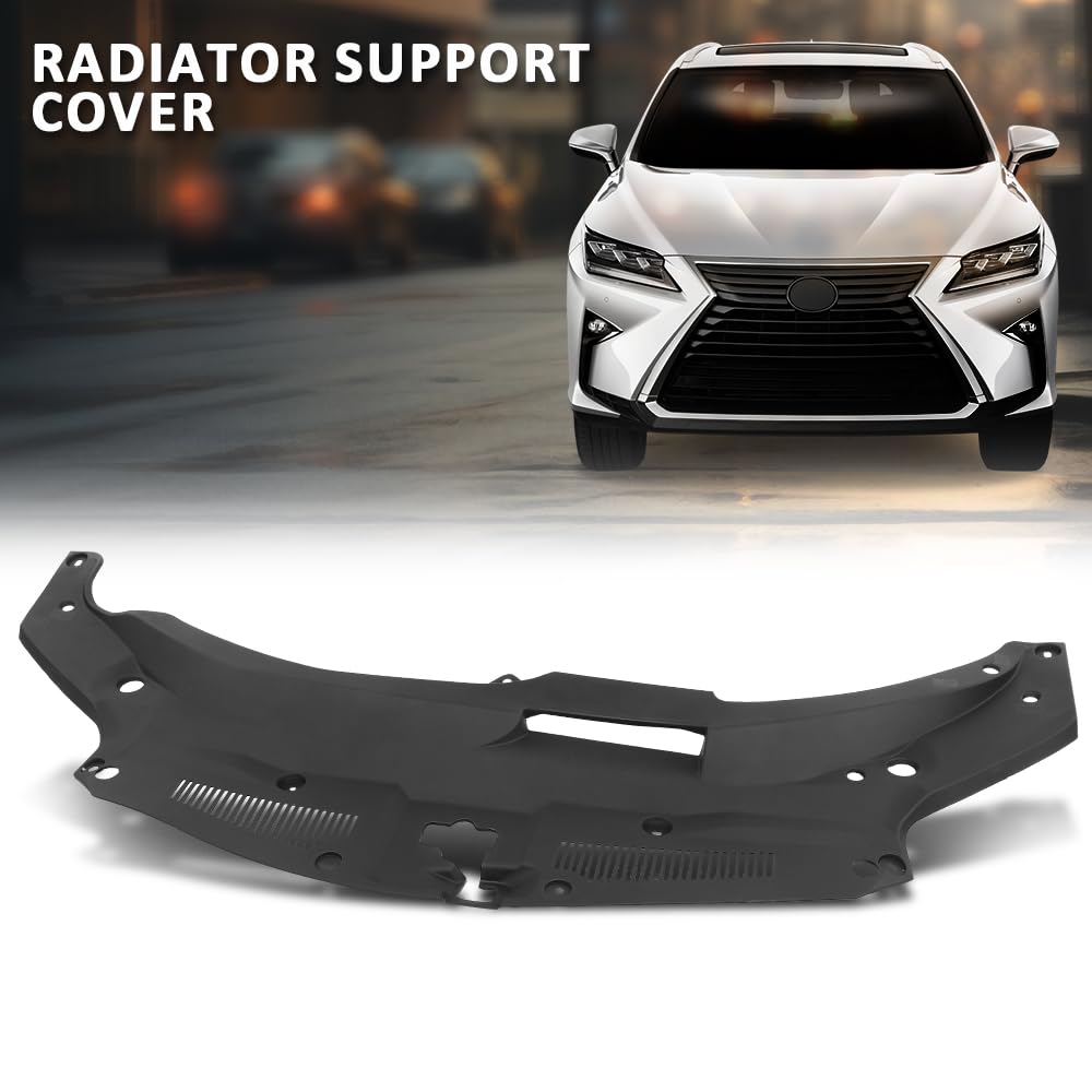 G-PLUS Radiator Support Cover Compatible with LX RX350 (submodel: Base, F Sport) 2016-2020, Fit LX RX450hL Base 2018-2019 532950E090, 53295-0E090, LX1224112 Black PP