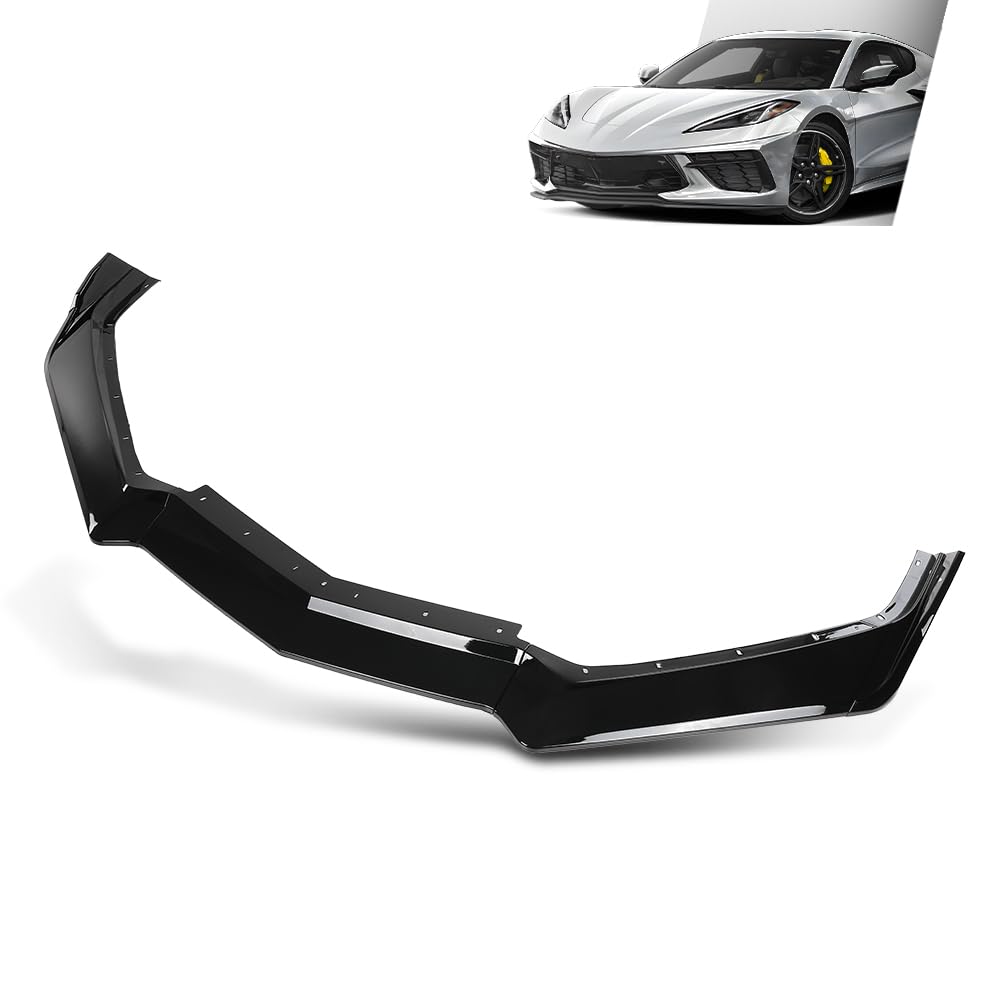 G-PLUS Front Bumper Lip Splitter Compatible with Chevy Corvette C8 All Model 2020-2024 Black