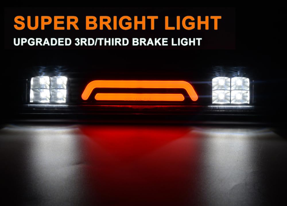 G-PLUS Rear LED Third Brake Light Compatible With 2004-2008 Ford F150 3RD Cargo Led Tail Lamps (Clear Lens Black Housing)