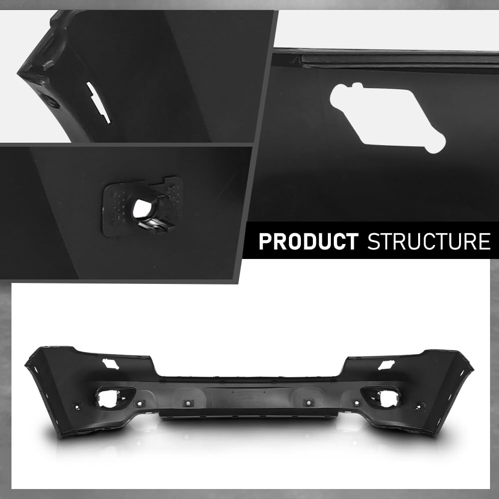 G-PLUS Front Upper Bumper Cover Compatible with Jeep Grand Cherokee 2011 2012 2013 w/o Headlight Washers & Park Assist, 68078269AB, CH1000980, Black