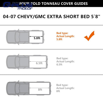 G-PLUS Soft Quad Fold Truck Bed Tonneau Cover Compatible with Chevy Silverado/GMC Sierra 2004-2007 (2007 Classic Body) 5'8" Extra Short Bed