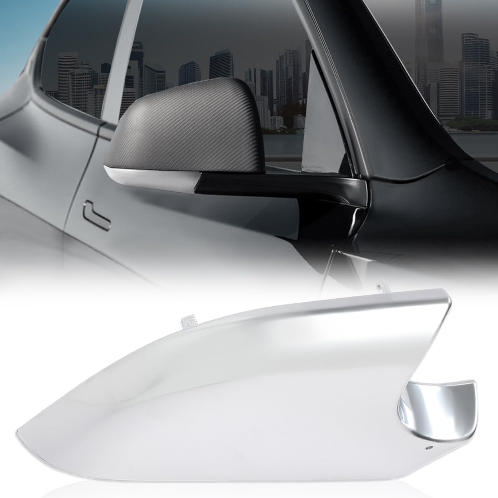 G-PLUS Right Side Rearview Mirror Cover Lower Silver Holder Chrome Compatible With Tesla Model 3 2017-2022 22873006