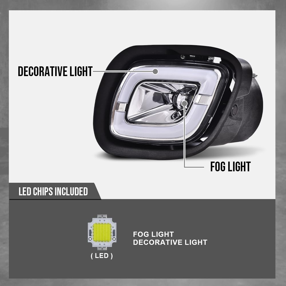 G-PLUS LED Fog Lights Compatible with Freightliner Cascadia 2008-2017 (For Models Without Daytime Running Lights) LH & RH LED Fog Lamps White Light Clear Lens Chrome Housing