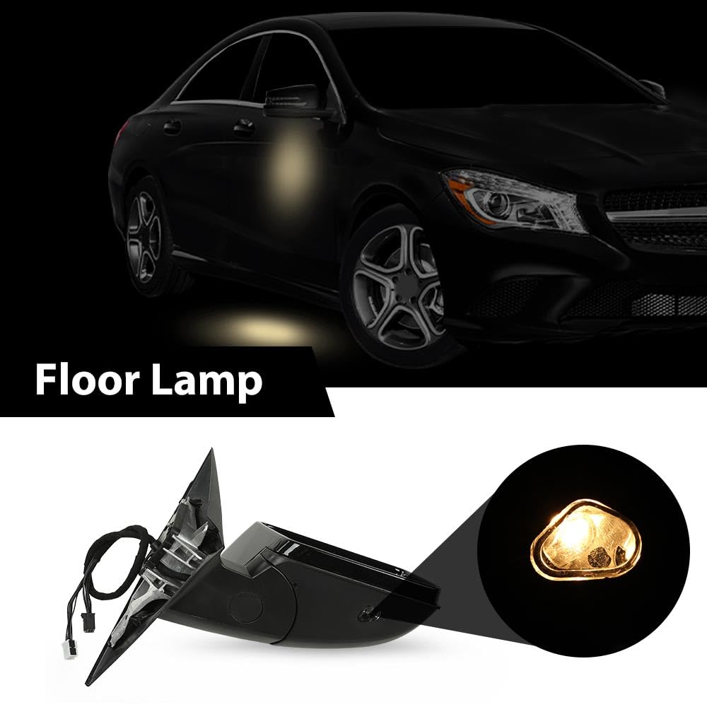 G-PLUS Side Mirror Heated w/Memory Puddle Light Right Passenger Side Compatible with Benz CLA250 (submodel: 4Matic, Base) 2014-2016/Fit Benz CLA45 AMG 4Matic 2014-2016 1178101076 Glossy Black