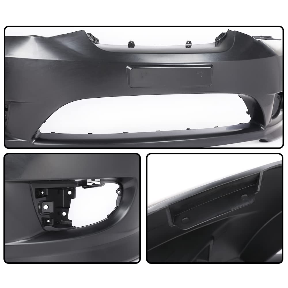 G-PLUS Front Bumper Cover Compatible with Hyundai Tiburon 2005-2006 Black Primed w/Fog Light Holes Replacemnet for 865112C500 HY1000153