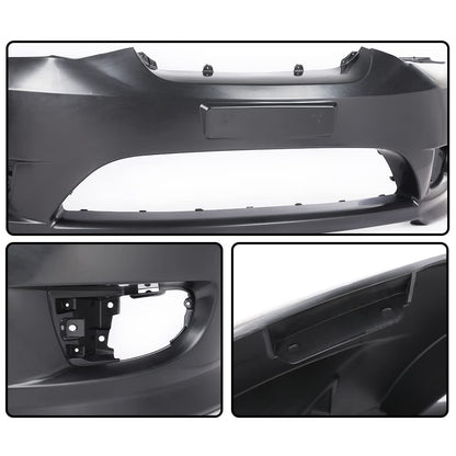 G-PLUS Front Bumper Cover Compatible with Hyundai Tiburon 2005-2006 Black Primed w/Fog Light Holes Replacemnet for 865112C500 HY1000153