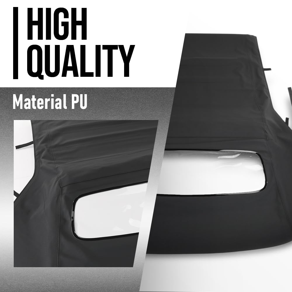 G-PLUS Canvas Convertible Soft Top w/Plastic Window Compatible with Ford Mustang 2005-2014 Black