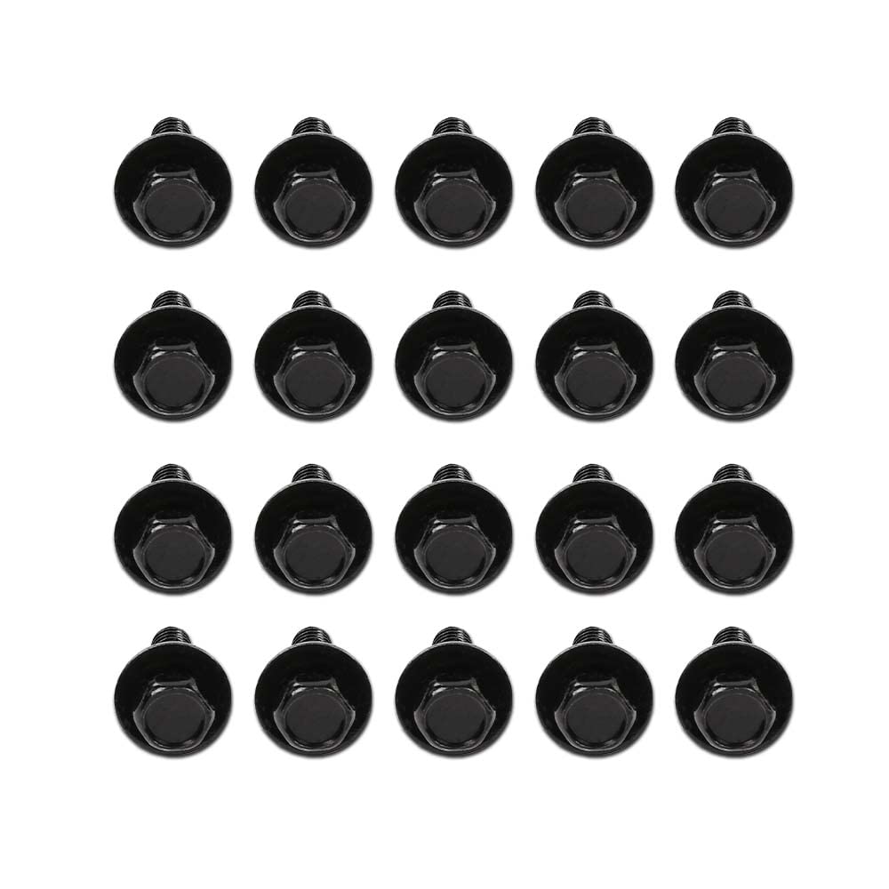 G-PLUS Body Bolts- M6-1.0 x 20mm Long- 10mm Hex- 17mm Washer- 20 Bolts- #171 Compatible with Honda