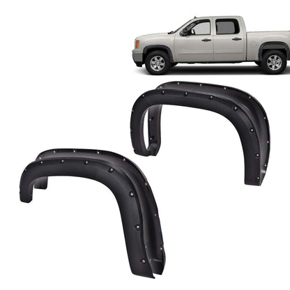 G-PLUS Fender Flares 4 PCS Textured Pocket Riveted Compatible with GMC Sierra 1500 2007-2013 Wheel Flares Protector Cover Trim