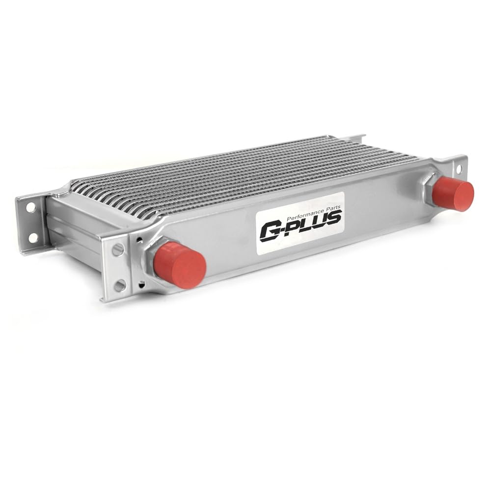 G-PLUS Universal Aluminum Engine Transmission Racing Oil Cooler Silver 16 Row English-style AN10-10AN T-6061 Aluminum