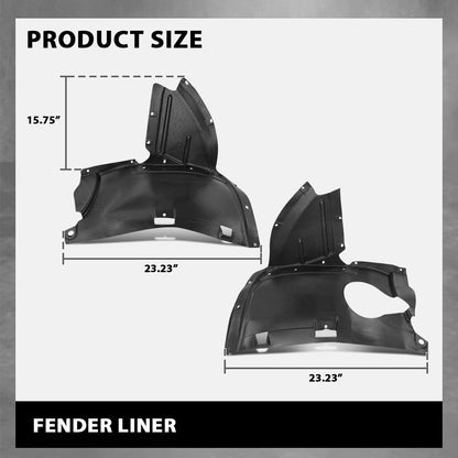 G-PLUS Fender Liner Front Driver and Passenger Side Front Section Compatible with Audi A3 Base 2006-2008 8P0821191C, 8P0821192B, AU1250101, AU1251101 Black