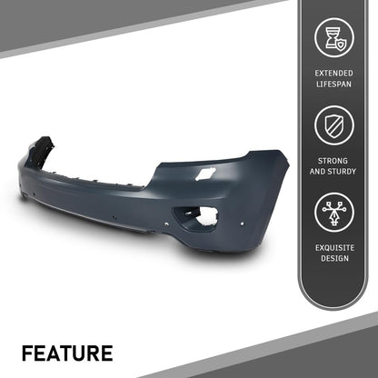 G-PLUS Front Upper Bumper Cover Compatible with Jeep Grand Cherokee 2011 2012 2013 w/o Headlight Washers & Park Assist, 68078269AB, CH1000980, Black