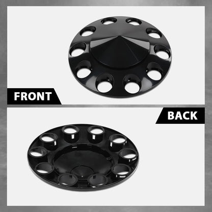 G-PLUS Front Wheel Covers 33mm Spiked Hub Axle Compatible with Semi-Trucks 22.5" and 24.5" Wheels, ABS Plastic Black Pair Semi Truck Hub Covers
