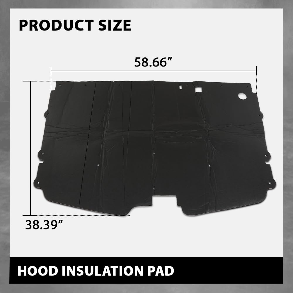 G-PLUS Hood Insulation Pad 1/2" with Clips Compatible with Chevy GMC C1500 C2500 C3500 and Suburban 1988-1998