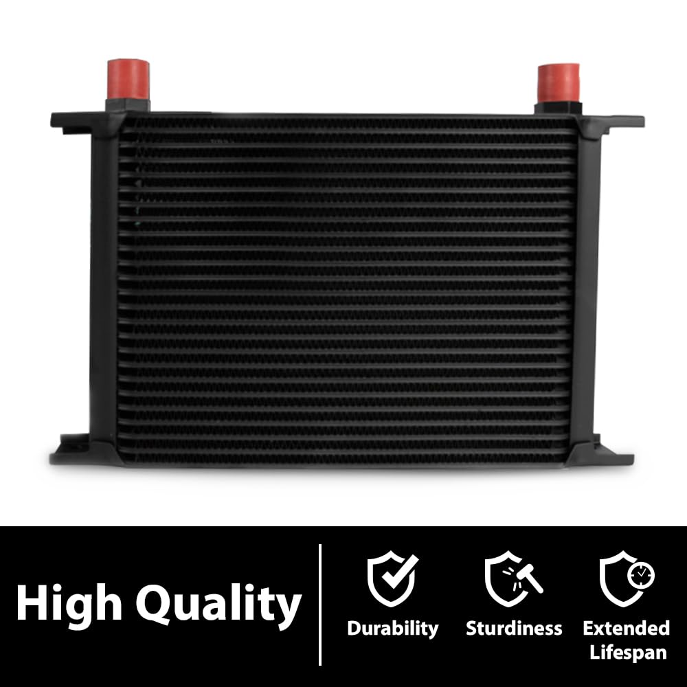 G-PLUS Universal For Japanese Cars Aluminum Racing Engine Transmission Oil Cooler Black 25 Row AN-10 AN10 T-6061 Aluminum