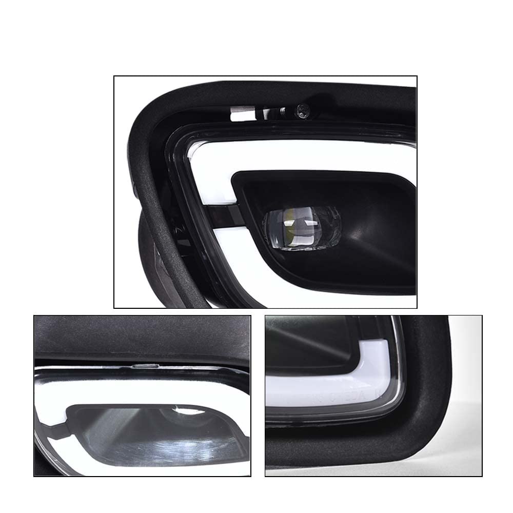 G-PLUS LED Fog Lights Compatible with Freightliner Cascadia 2008-2017 (For Models Without Daytime Running Lights) LH & RH LED Fog Lamps White Light Clear Lens Black Housing