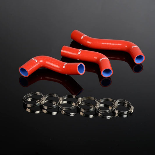 G-PLUS Silicone Radiator Hose Kit w/Clamps Compatible with Mazda MX5 MX-5 Miata NA6CE B6ZE 1.6L 1889-1993 (Red 3 PCS)