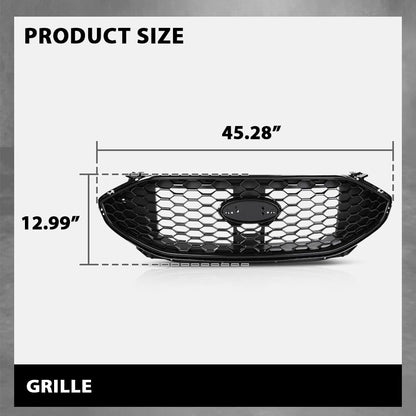 G-PLUS Front Upper Grille Compatible with Ford Edge ST/ST-Line 2019-2022 PT4B-8200, KT4Z-8200, KT4B-8A133 Gloss Black