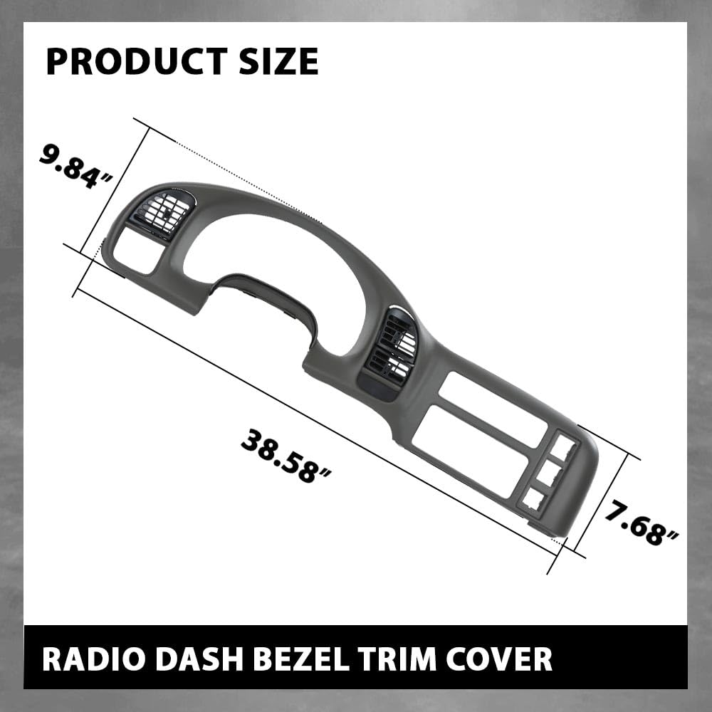 G-PLUS Dash Radio Cluster Trim Bezel Panel Compatible with Chevy Astro GMC Safari 1995-2005 15718197 Gray