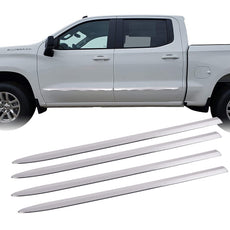G-PLUS Body Side Moldings 4PCS for Chevy Silverado Crew Cab 2019-2021 Chrome