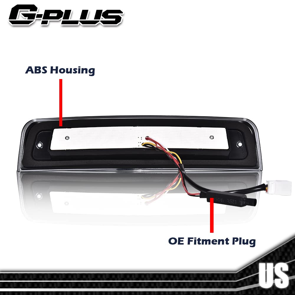 G-PLUS 3D LED Bar Truck Third 3rd Tail X Brake Light Compatible With 2009-2010 Dodge Ram 1500 2011-2017 Ram 1500 2500 3500 55372082AE 55372082AF High Mount Stop light