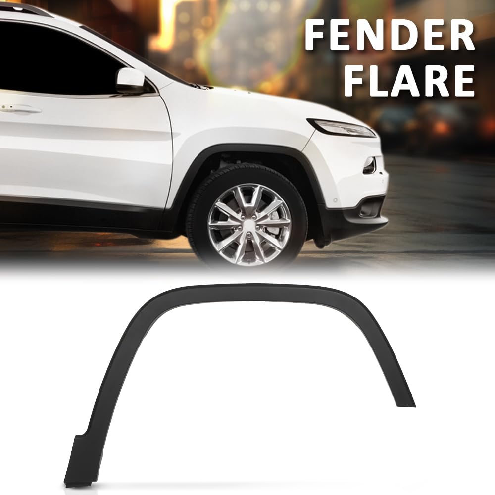 G-PLUS Front Right Passenger Side Fender Flares Compatible with Jeep Cherokee 2014-2018 Fit Models W/o Off Road Package Wheel Opening Molding Arch Trim 68210314AE, CH1291111 Black