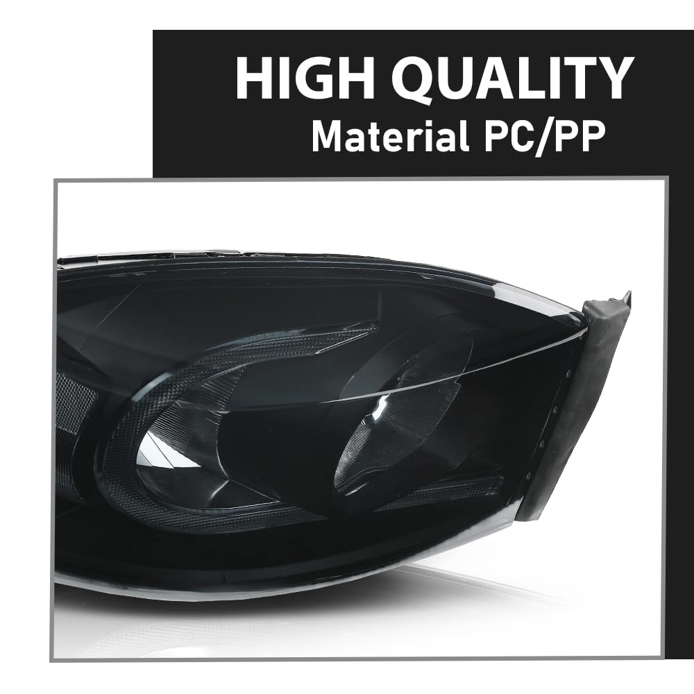 G-PLUS LED Headlights Assembly Headlamps Left Right Compatible with Dodge Ram 1500 2006-2008,Fit Dodge Ram 2500 3500 2006-2009 Smoke Lens Black Housing Clear Reflector,faros delanteros