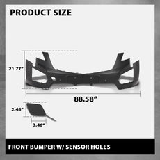 G-PLUS Front Upper Bumper Cover for Cadillac XT5 2017-2019 Sensor Holes Black Side View