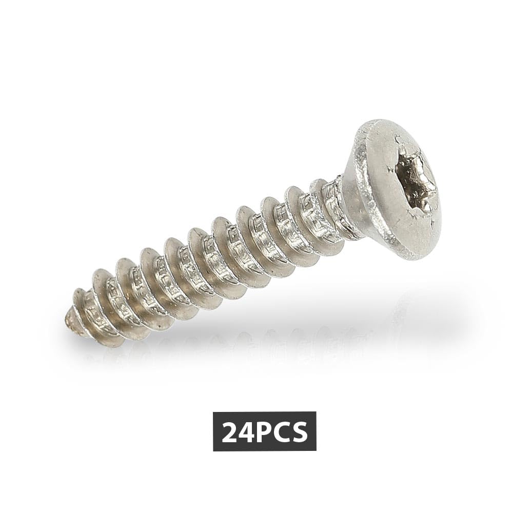 G-PLUS Chrome Headlight Bezel Marker Grille Trim Screws Kit Chrome Silver Stainless Steel (Thread #8, Length 13/16",Torx Pan Head with a 9/32" Outside Diameter) 11504069