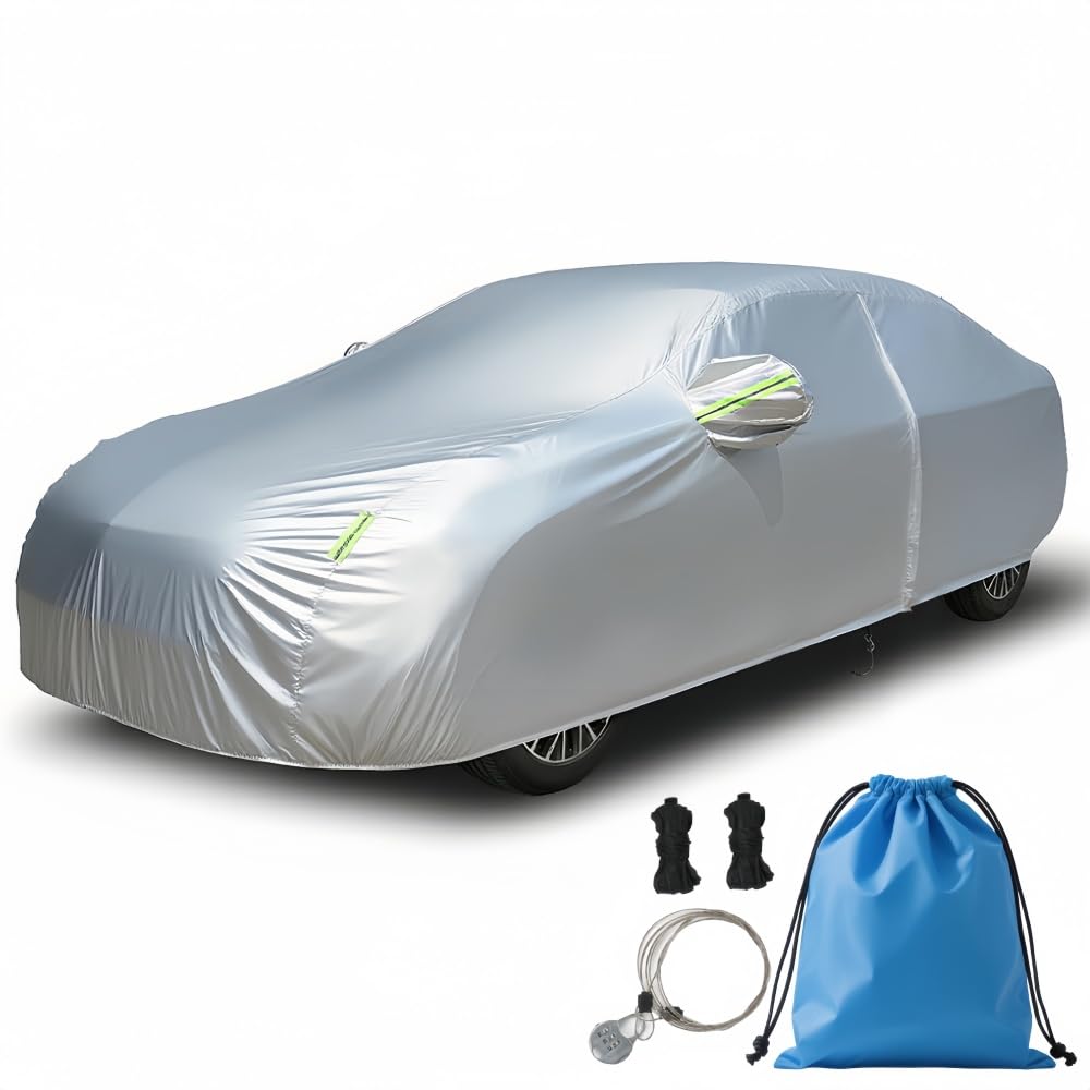 Heavy-Duty Car Cover Waterproof All Weather for Universal Sedan, Outdoor Rain Sun Snow UV Protection, Indoor Dust and Scratch Resistant 3XL (195 * 75 * 59 inch)
