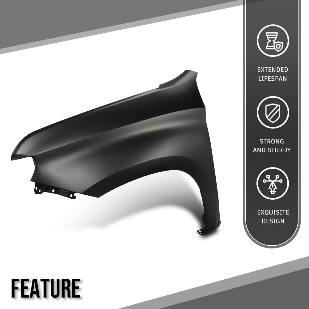 G-PLUS Fender Front Left Compatible with Chevy Silverado 1500 2019 2020 2021 2022 2023 84502610, GM1240411 Black