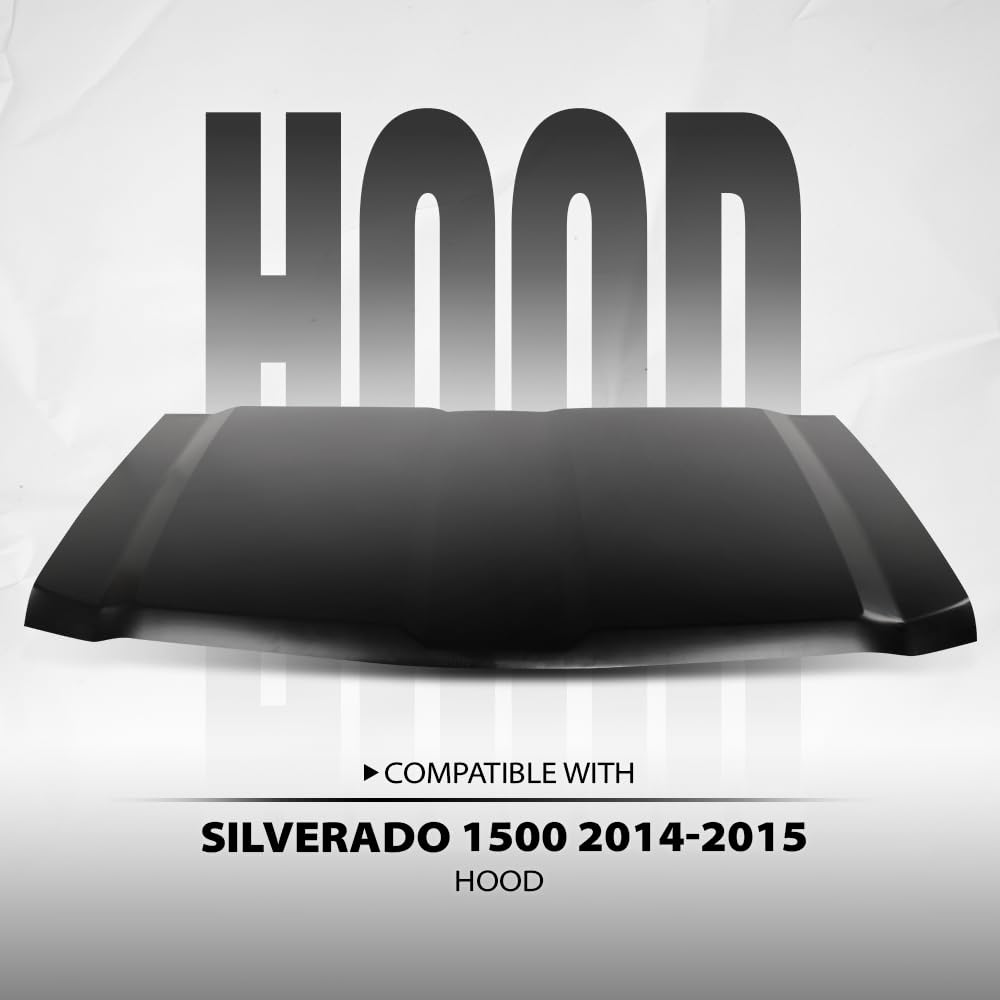 G-PLUS Front Hood Panel Compatible with Chevy Silverado 1500 2014 2015 GM1230451, 23271756 Primed Black